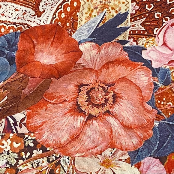 Chico’s No-Iron Tapestry Blouse Women Size 12 Pink Blue Floral Paisley Office - Picture 8 of 8